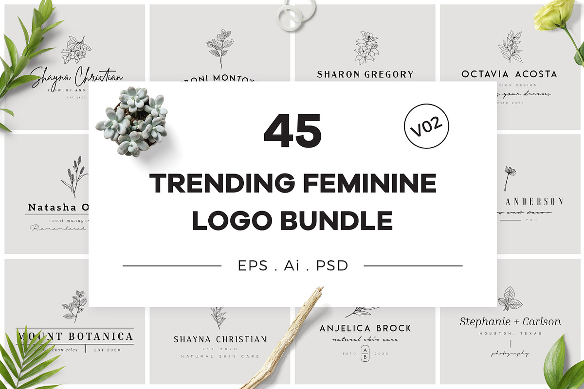 Trending Feminine Logo Bundle V02 in Logo Templates - product preview 8