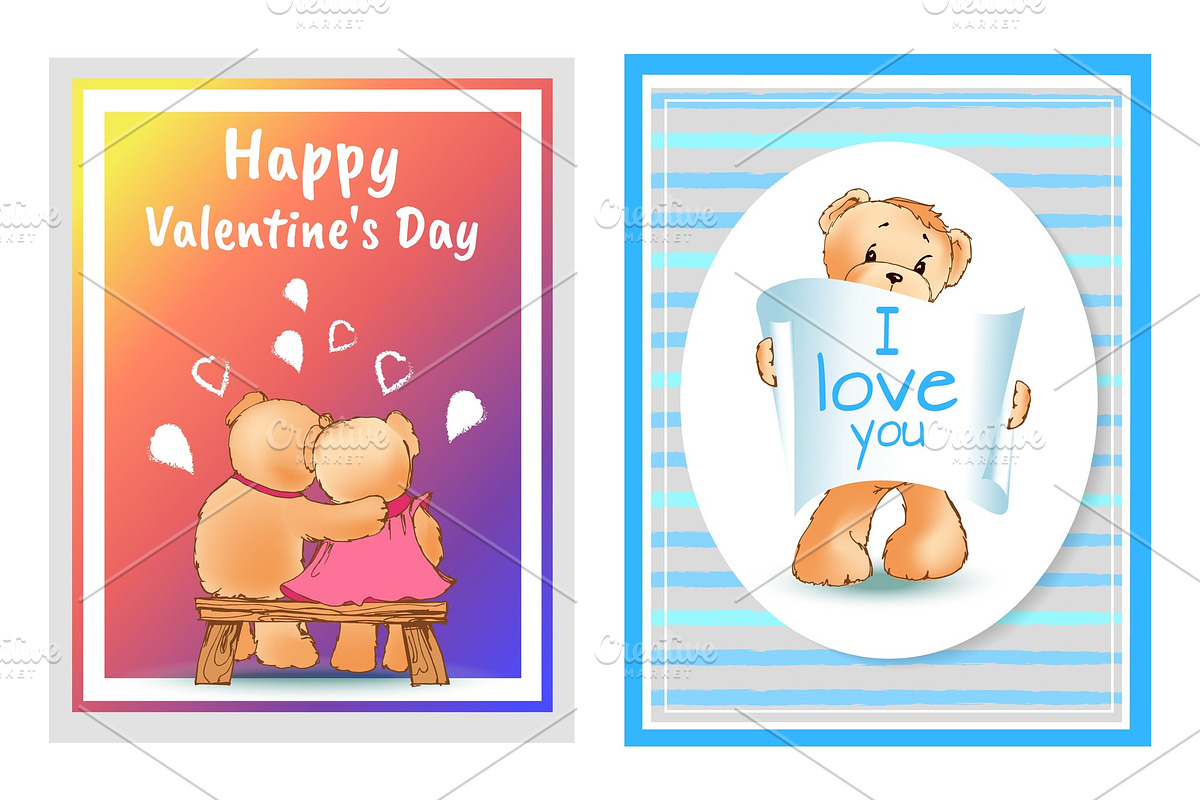 I Love You and Me Teddy Bears Vector in Objects - product preview 8