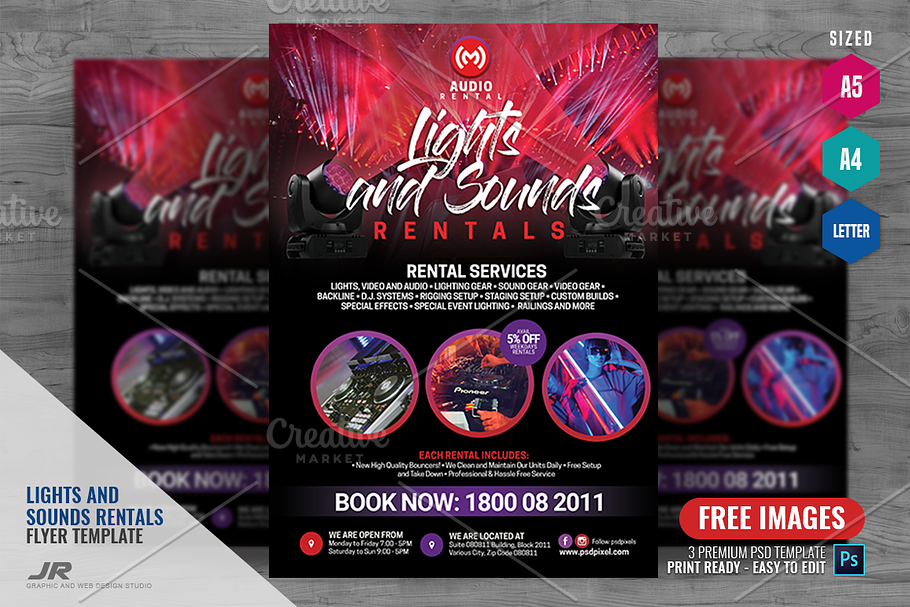 Audio and Lightnings Rental Flyer in Flyer Templates - product preview 8