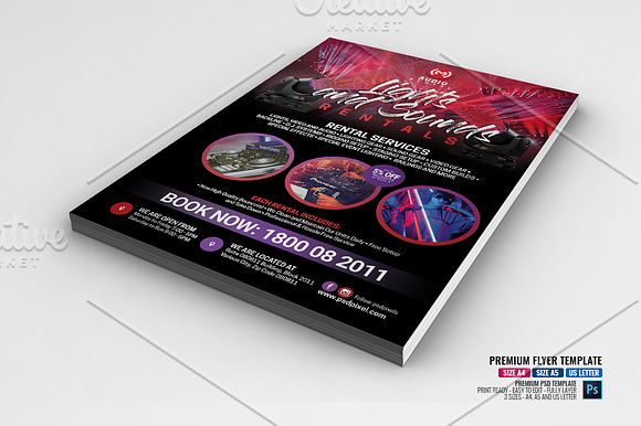 Audio and Lightnings Rental Flyer in Flyer Templates - product preview 1