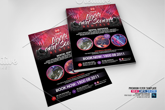 Audio and Lightnings Rental Flyer in Flyer Templates - product preview 2