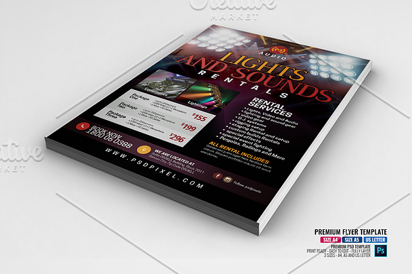 Sound and Light Rentals Company in Flyer Templates - product preview 1
