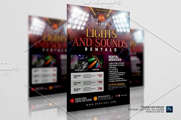 Sound and Light Rentals Company in Flyer Templates - product preview 2