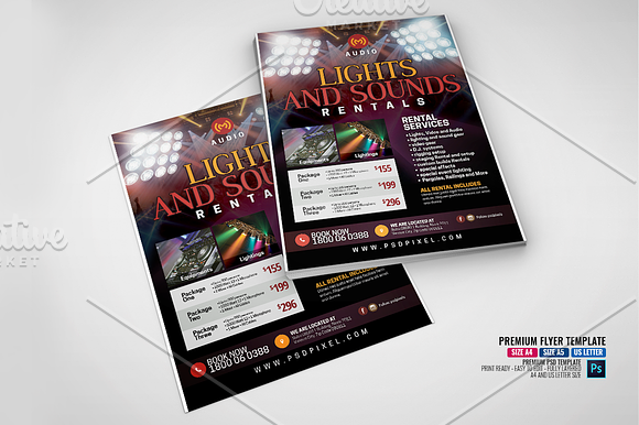 Sound and Light Rentals Company in Flyer Templates - product preview 3