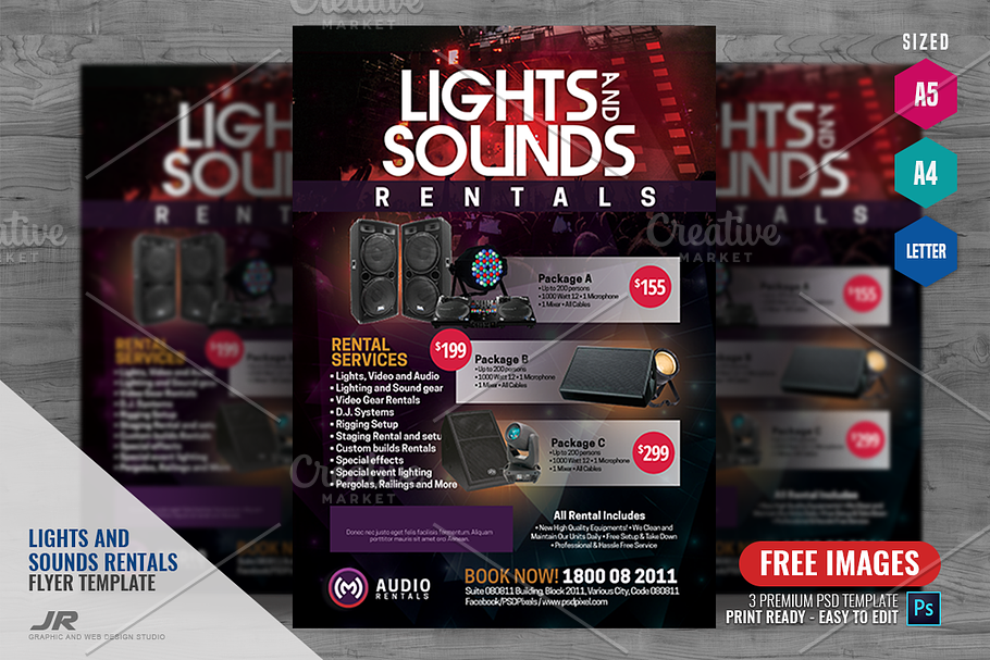 Sounds and Lights Events Rental in Flyer Templates - product preview 8
