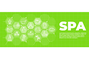 Spa green background with icons and
