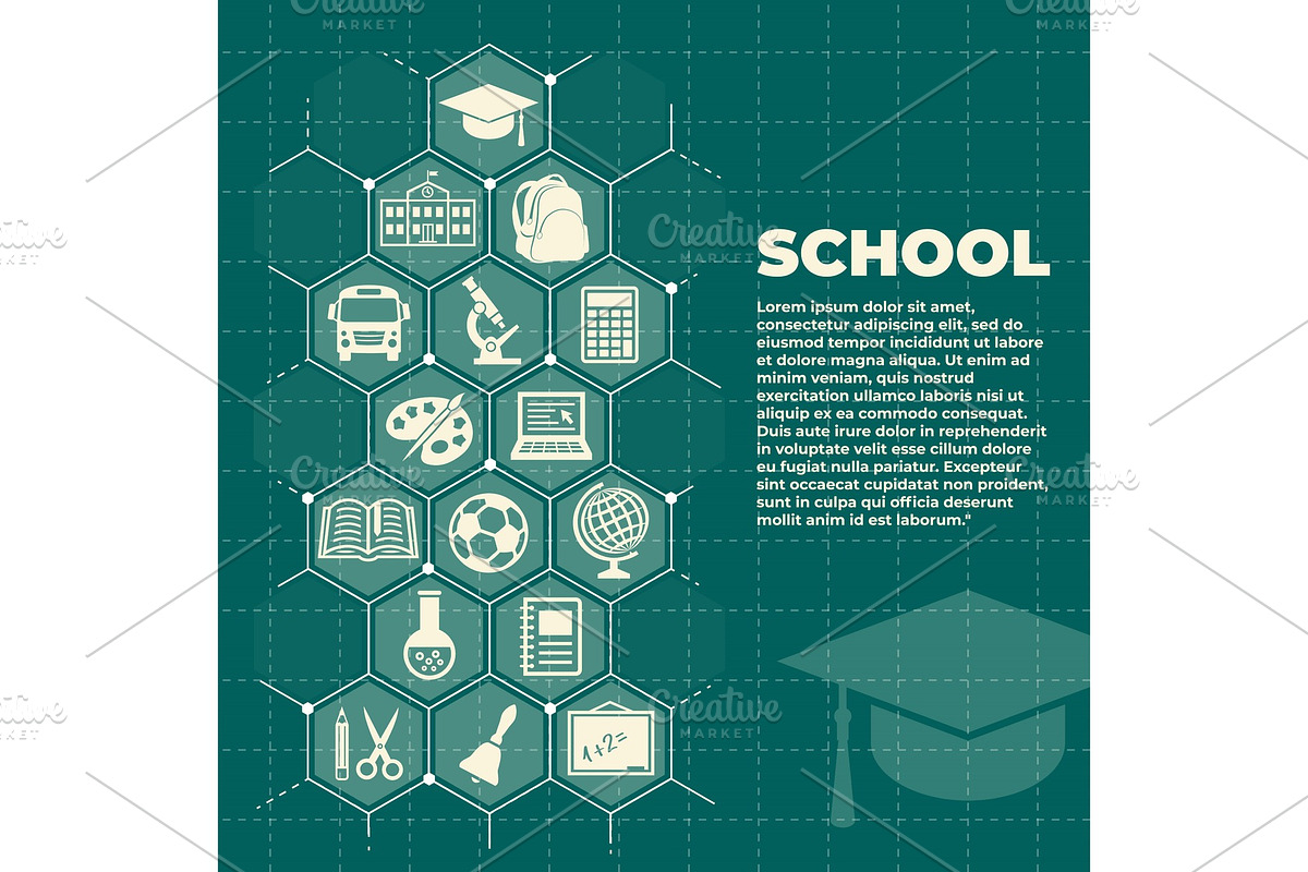 School background with icons and in Objects - product preview 8