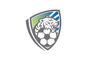 Tiger Soccer Ball Shield Mascot
