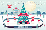 christmas skating rink vector