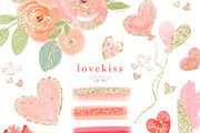 Hearts Love Kiss Valentines Clipart