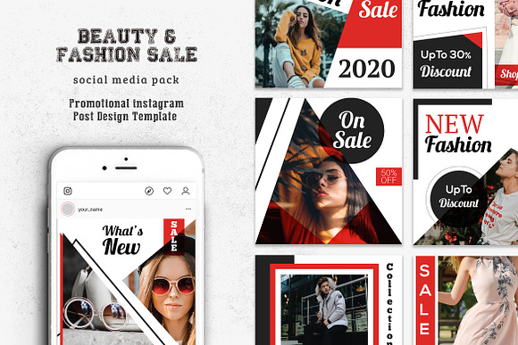 RED AND BLACK SOCIAL MEDIA PACK in Instagram Templates - product preview 4