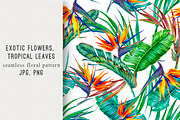 Exotic flowers,leaves pattern