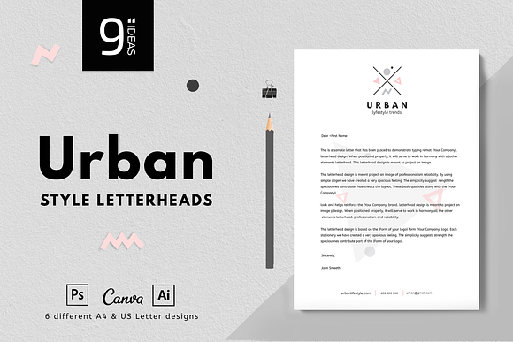 Urban letterheads - 6 Designs in Stationery Templates - product preview 6