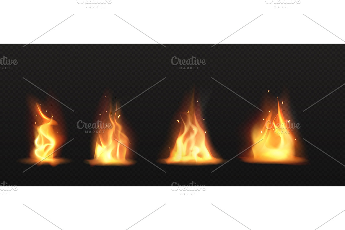 Realistic fire, torch flame set in Textures - product preview 8