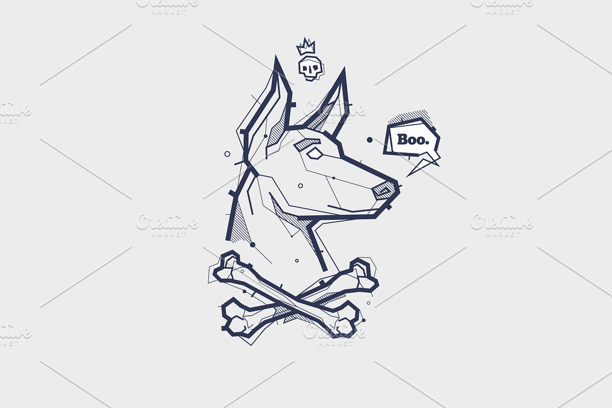 vector tattoo illustration with dog in Illustrations - product preview 8