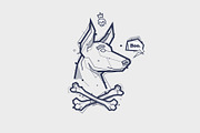 vector tattoo illustration with dog