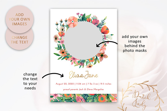 Birth Announcement Card Template #10 in Card Templates - product preview 1