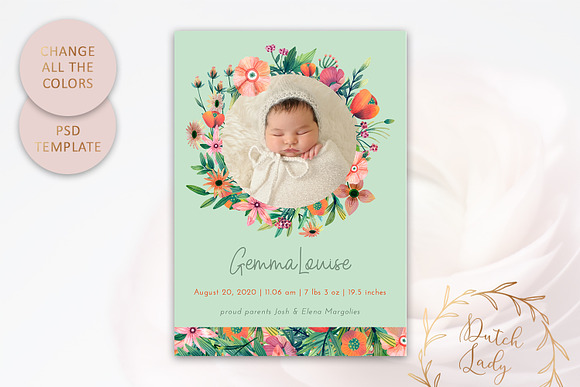 Birth Announcement Card Template #10 in Card Templates - product preview 2