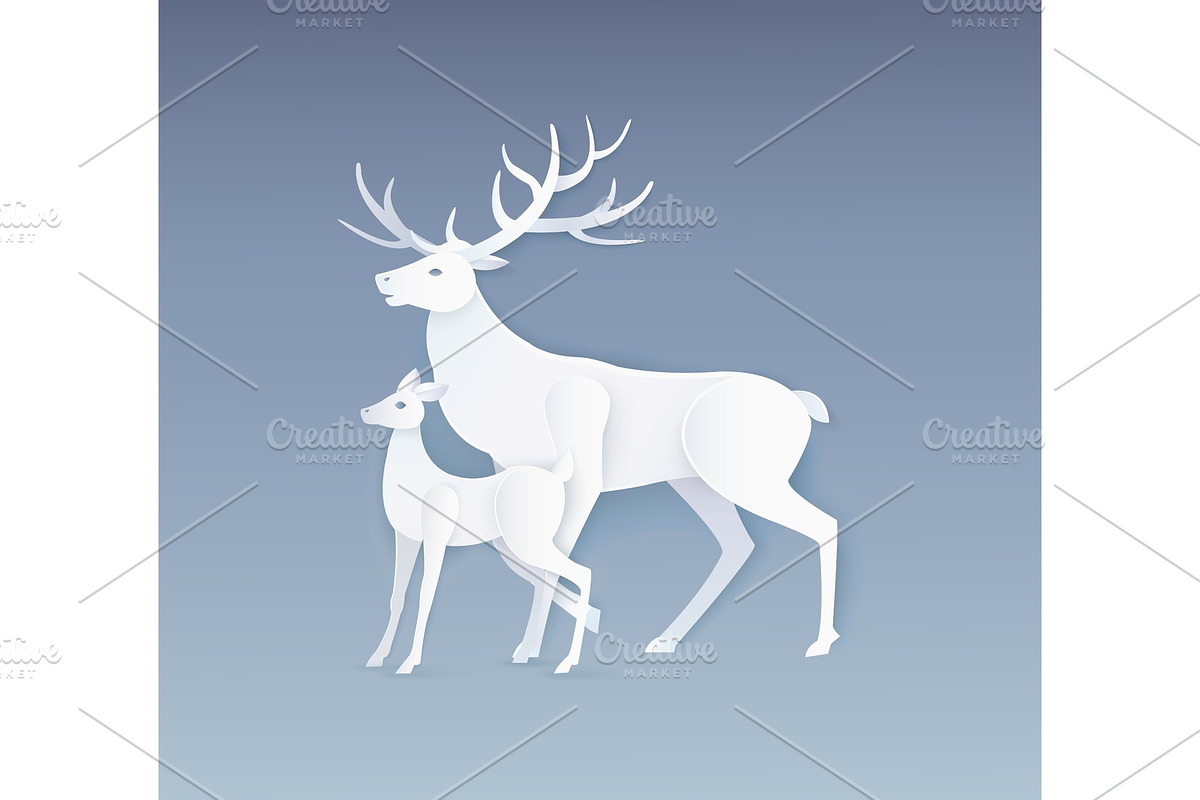 Deer and Fawn with Full Side View on in Illustrations - product preview 8