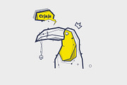 tattoo illustration with toucan bird