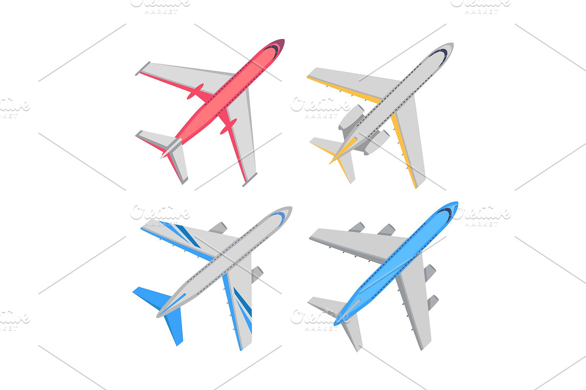 Aircraft Top View Vector in Illustrations - product preview 8