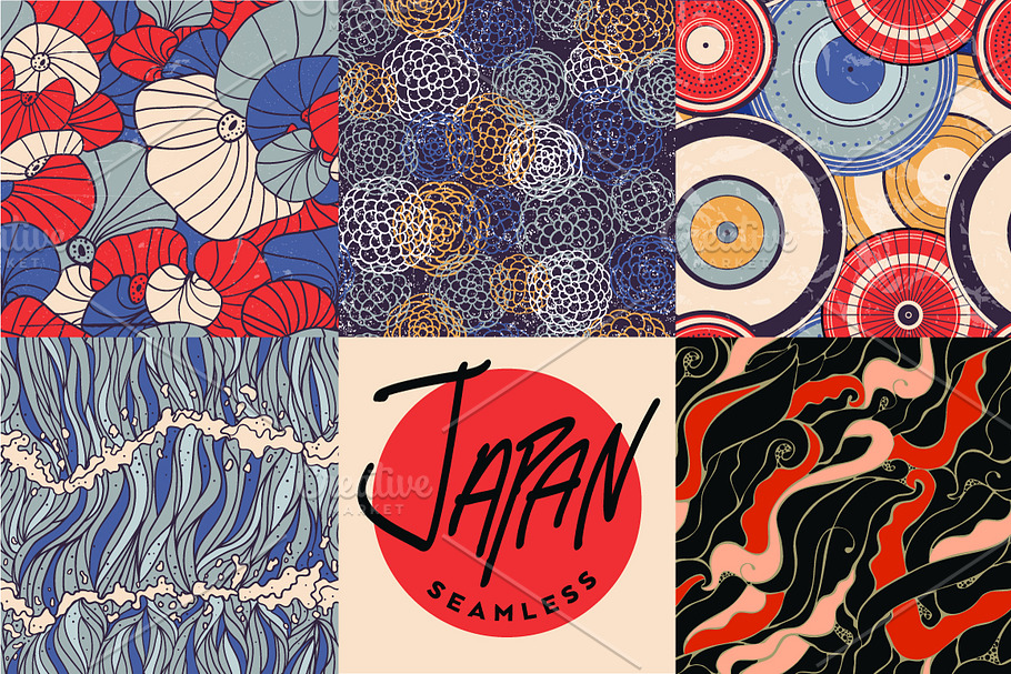 Japan style seamless set in Patterns - product preview 8