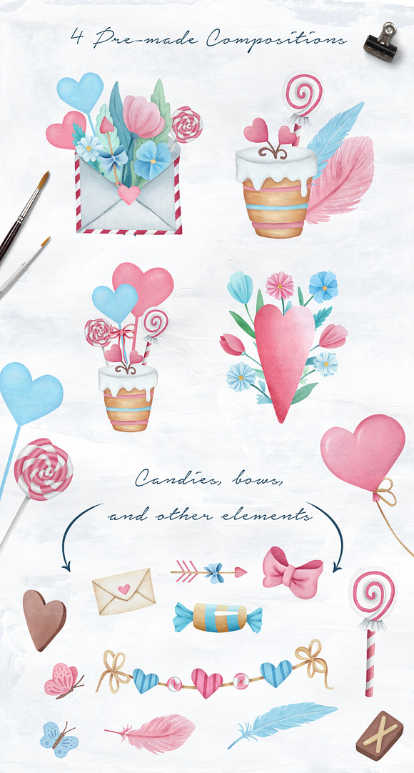 Valentine's Day Sweet Set in Illustrations - product preview 2