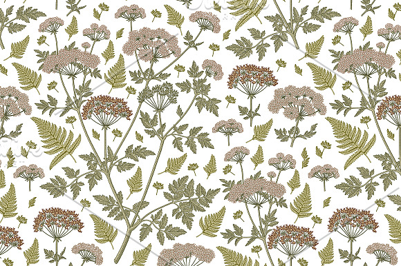 Seamless Flower Fern Tropical Exotic in Illustrations - product preview 2