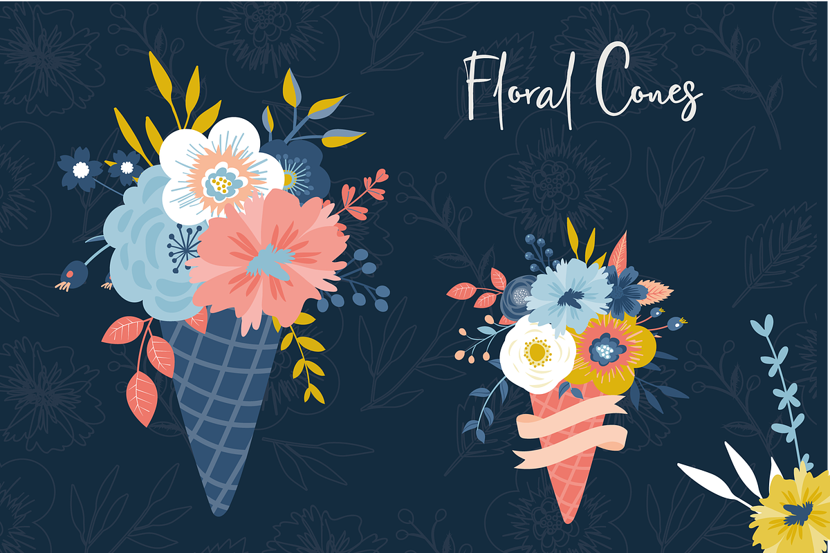 Floral Cones in Illustrations - product preview 8