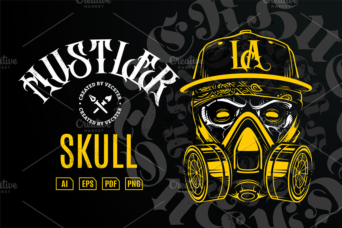 Hustler Skull Vector Art in Illustrations - product preview 8