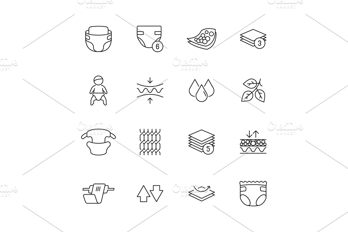 Baby diaper icon. White clean softly in Graphics - product preview 8
