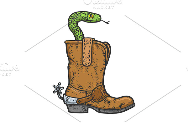 Snake in a cowboy boot sketch