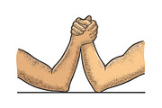 Arm wrestler hands sketch vector