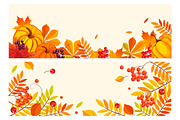 Banners with autumn elements, leaves