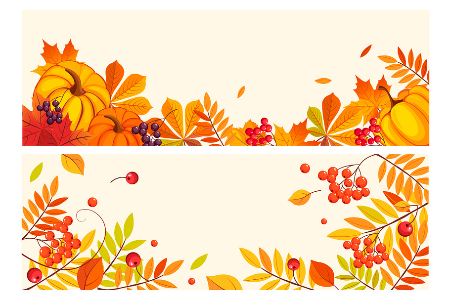 Banners with autumn elements, leaves in Illustrations - product preview 8