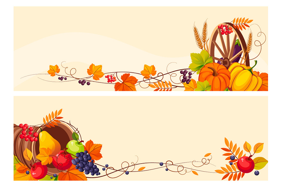 Banners with autumn elements in Illustrations - product preview 8