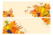 Banners with autumn harvest elements