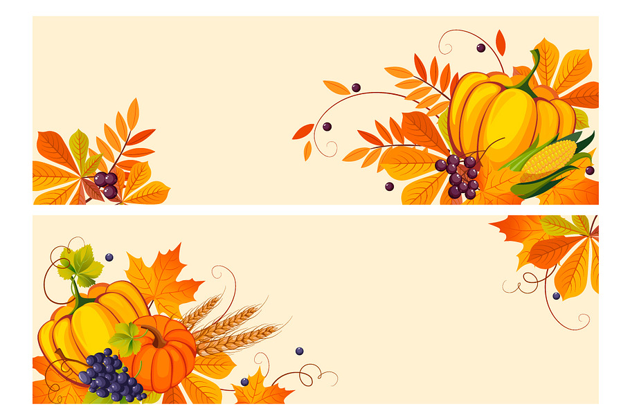 Banners with autumn harvest elements in Illustrations - product preview 8