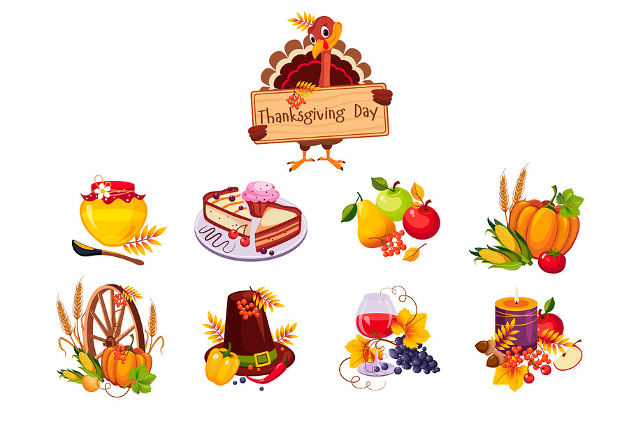 Thanksgiving decorative elements in Illustrations - product preview 8