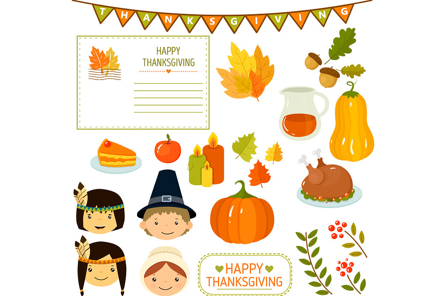 Thanksgiving Elements in Flat Style in Illustrations - product preview 8
