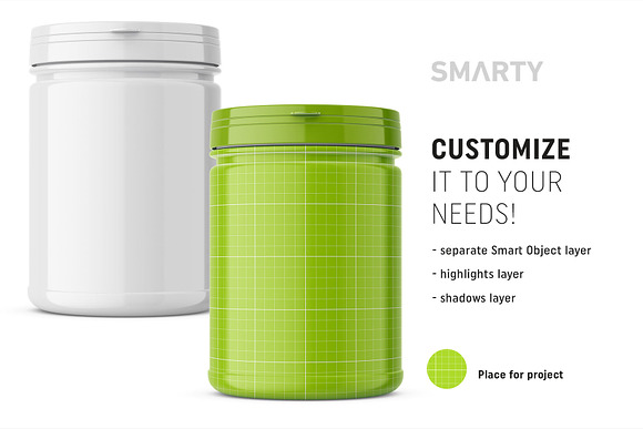 Glossy suplement jar mockup in Product Mockups - product preview 1