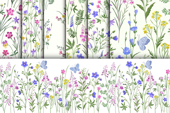 seamless summer flower patterns in Patterns - product preview 6