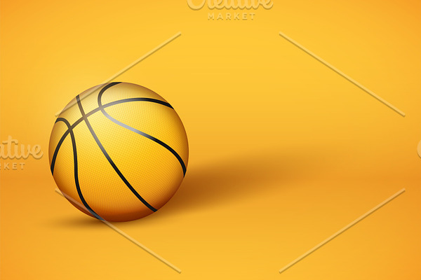 Basketball ball on bright yellow
