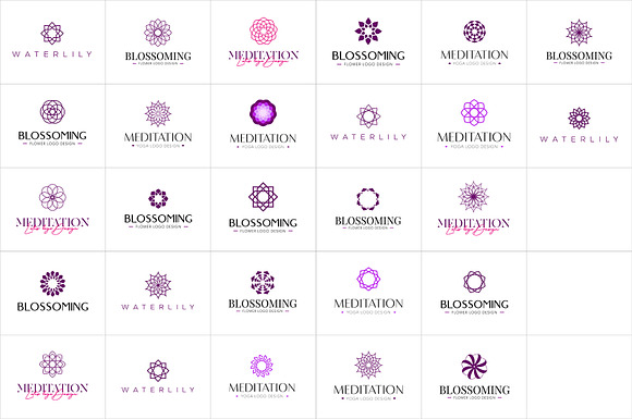 Water Lily Lotus Logo Bundle in Logo Templates - product preview 9