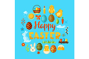 Happy Easter greeting card with