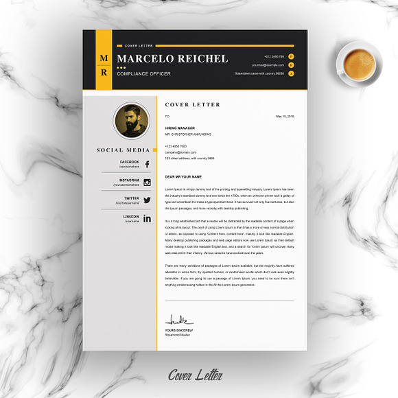 Creative Resume Template for Word in Letter Templates - product preview 3