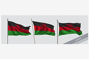 Set of Malawi waving flag vector