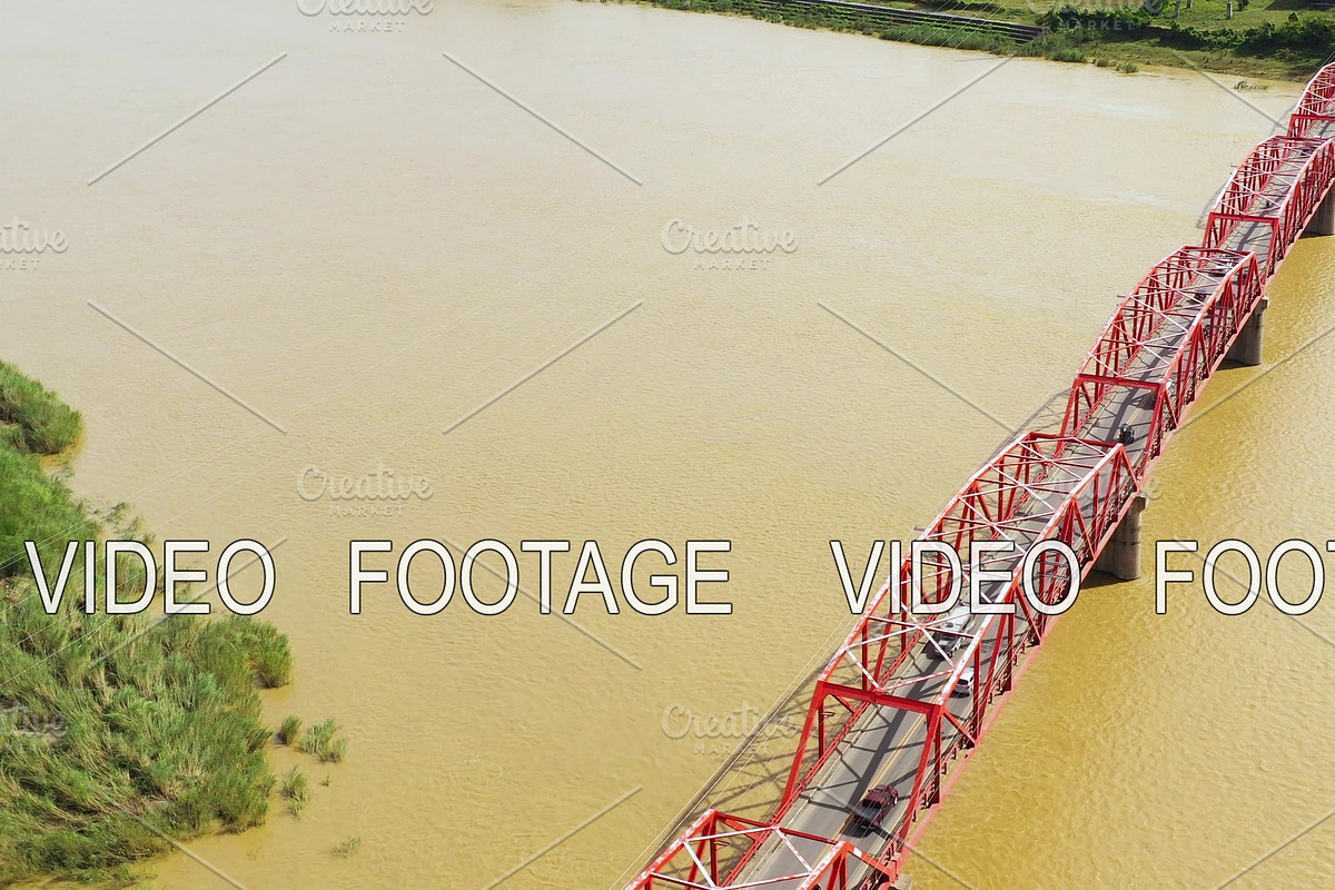 Cars ride on the bridge. Wide river in Graphics - product preview 8