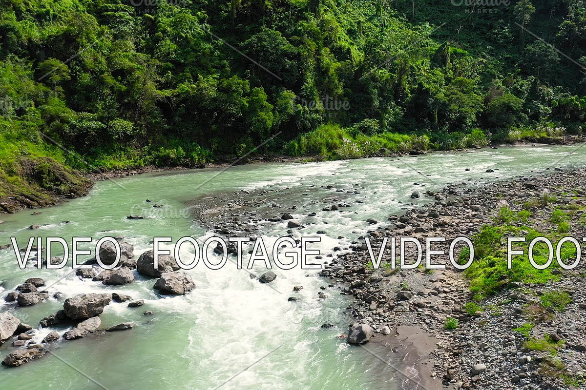 Tropical landscape, mountain river in Graphics - product preview 8