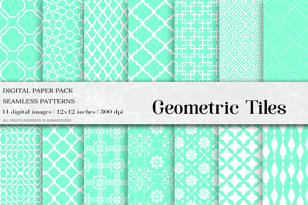 Aquamarine Geometric Tiles